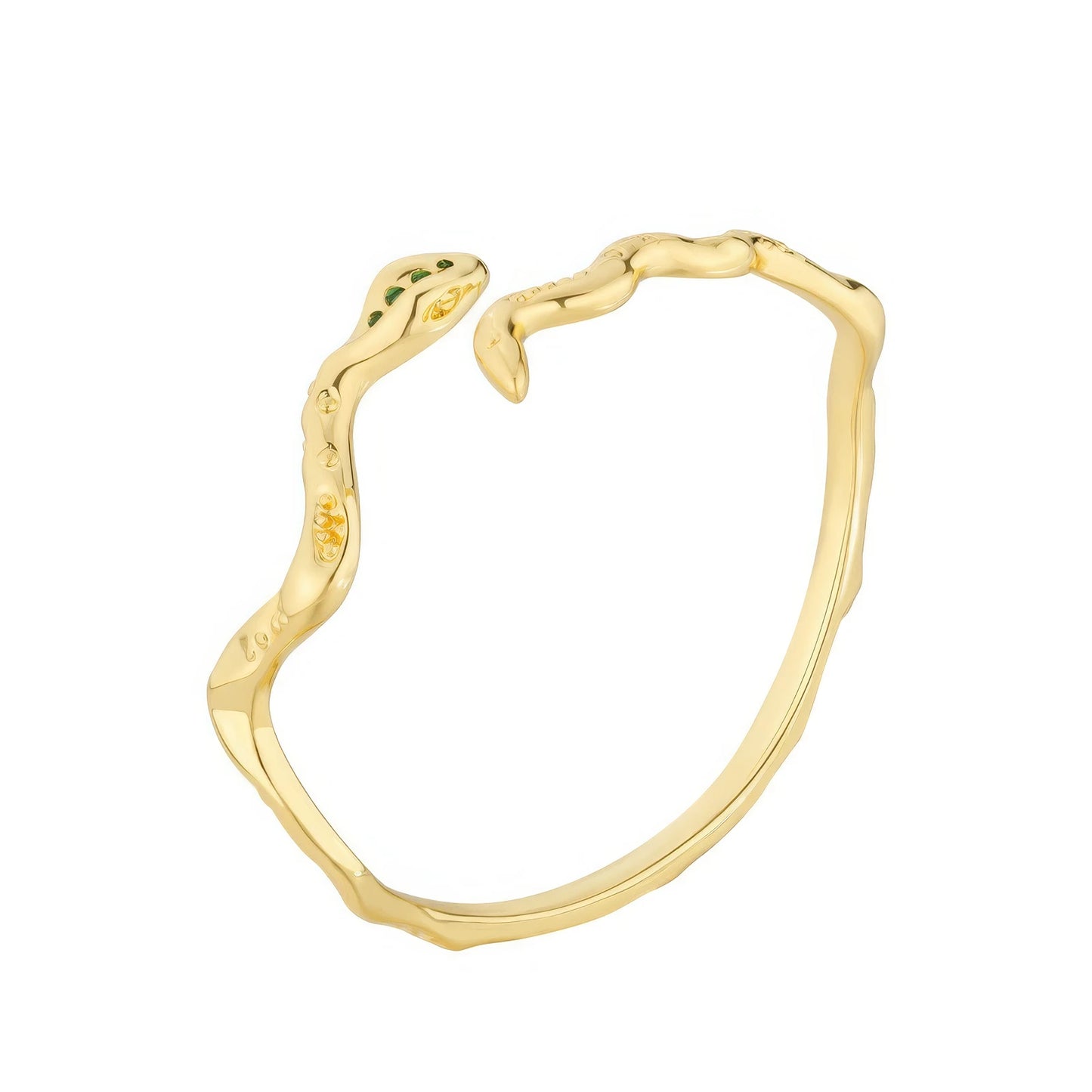 Gold - toned popular snake - shaped bracelet isolated on white background.