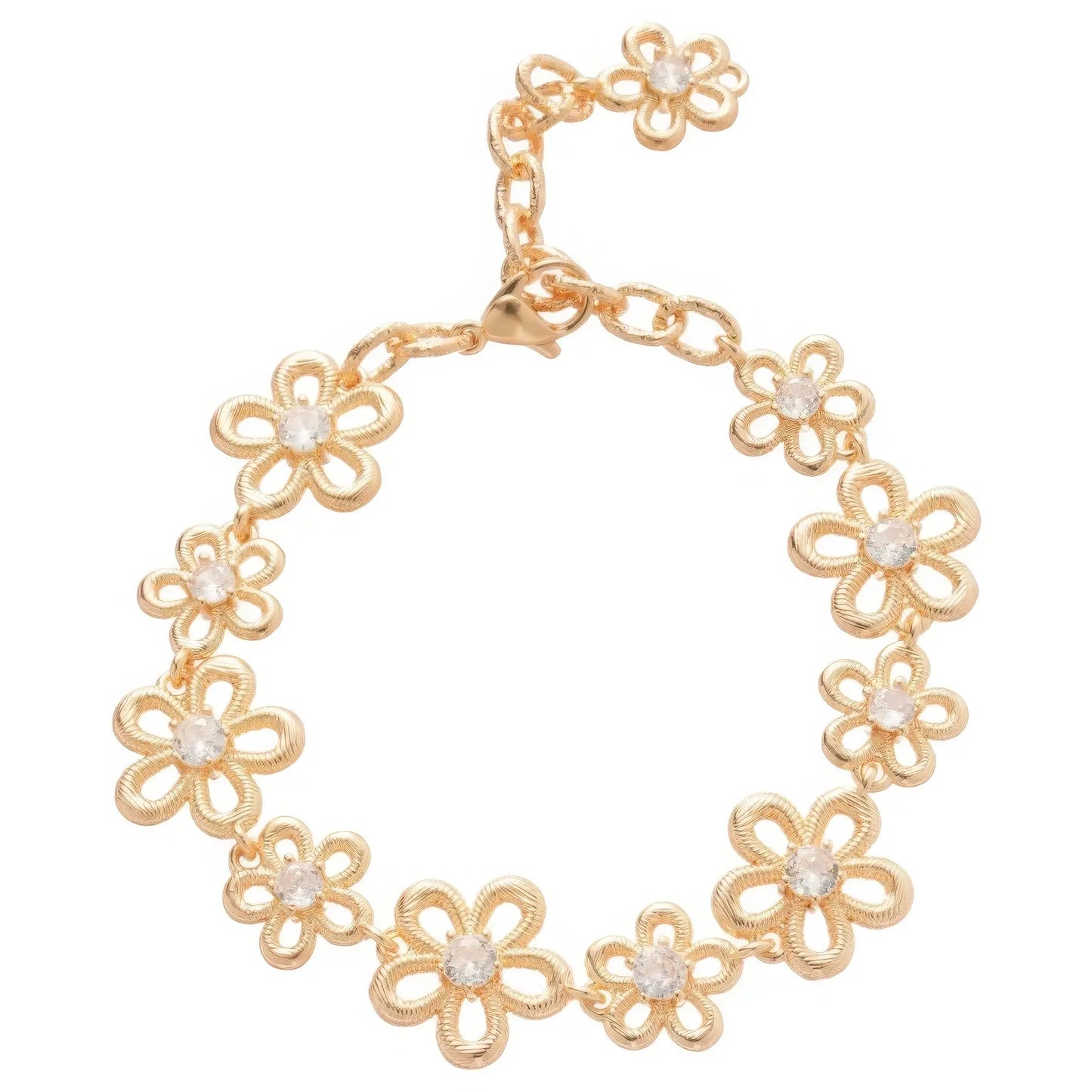 Irregular flower metal bracelet isolated on white background.