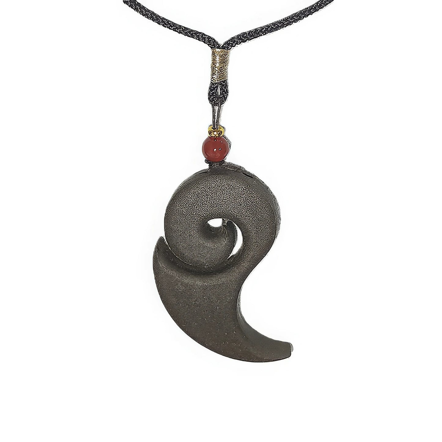 Single - piece dark - colored Nezha's Demon Pill incense pendant on a black cord, with a small red bead attached.