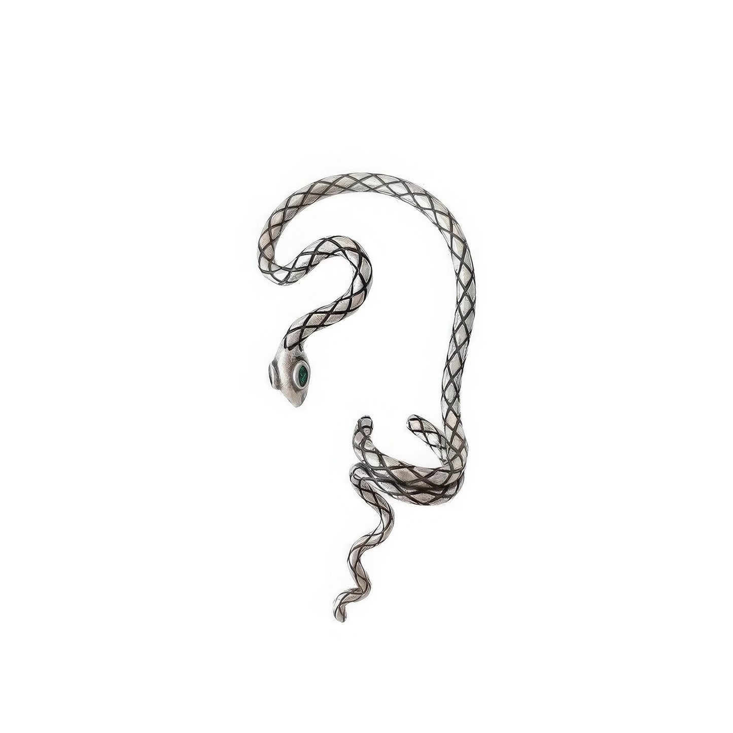 Silver wrapping snake ear clip isolated on white background.