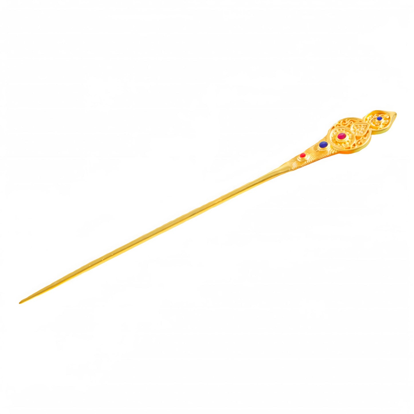 Single gold auspicious gourd hairpin isolated on white background