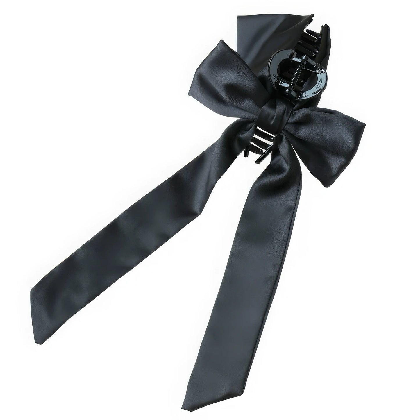 Black bow hair claw, side view, isolated on white background