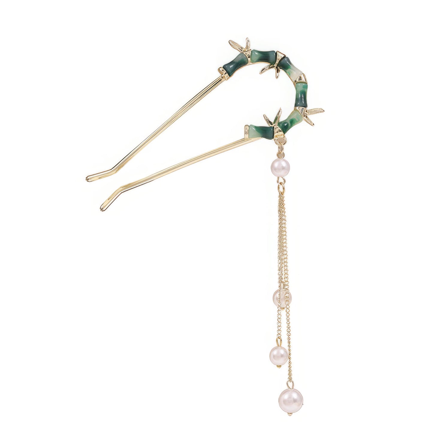 Muxin U - shaped hairpin 1 with pearl accents, white background