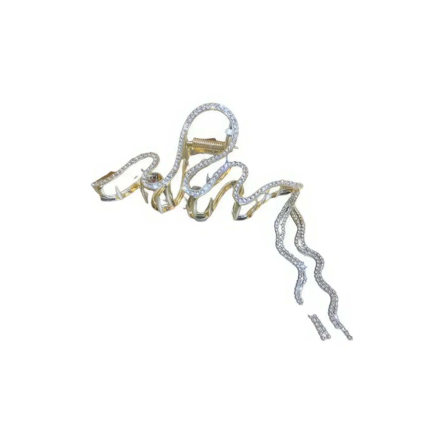 Line art of tassel chain large snake - shaped shark clip (gold & silver tones)
