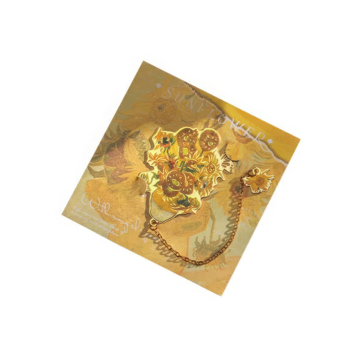 Close - up view of a Van Gogh - inspired metal bookmark, highlighting its unique design, detailed product photography style, 4:3 ratio