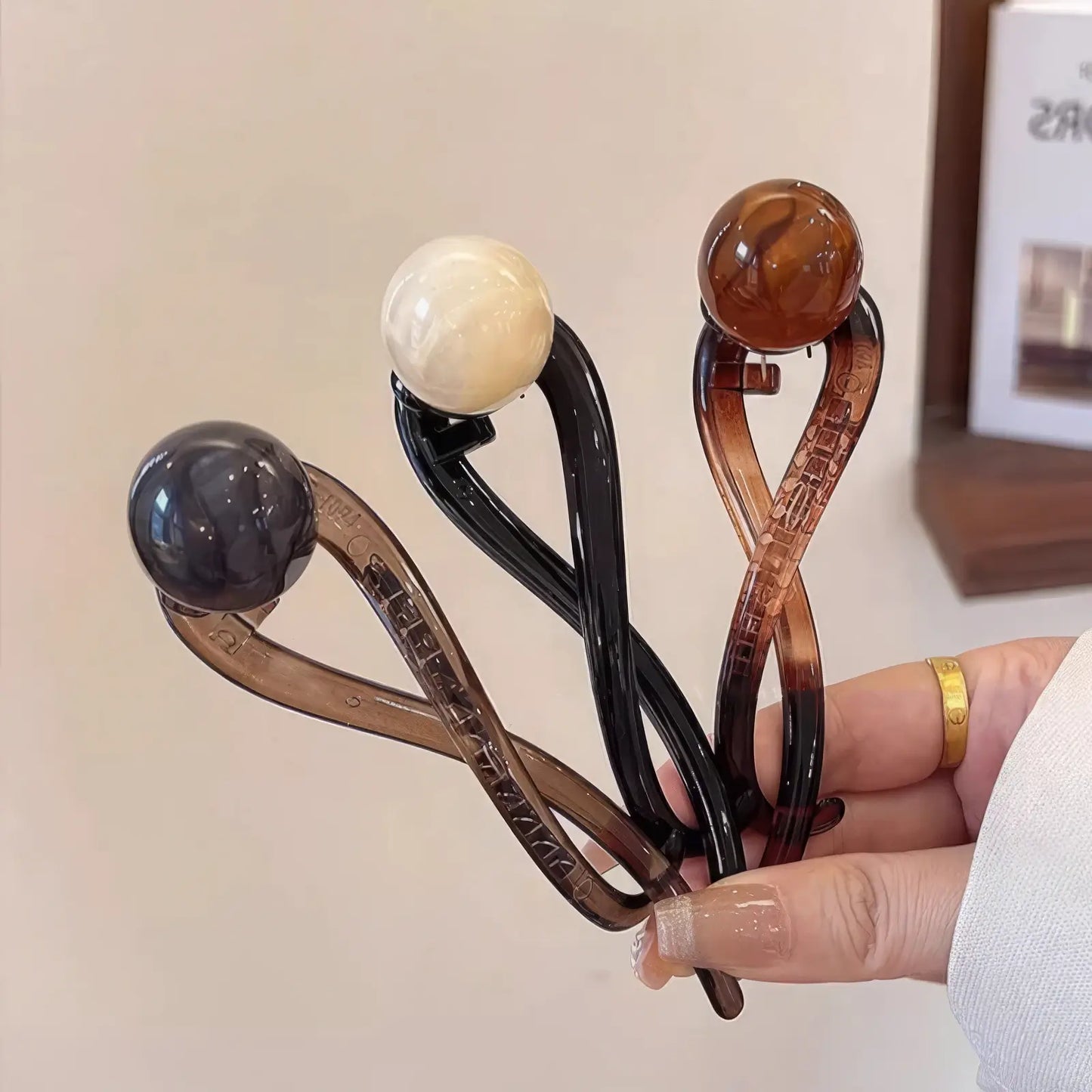 Another set of vintage brown bead twist clips (assorted bead colors)