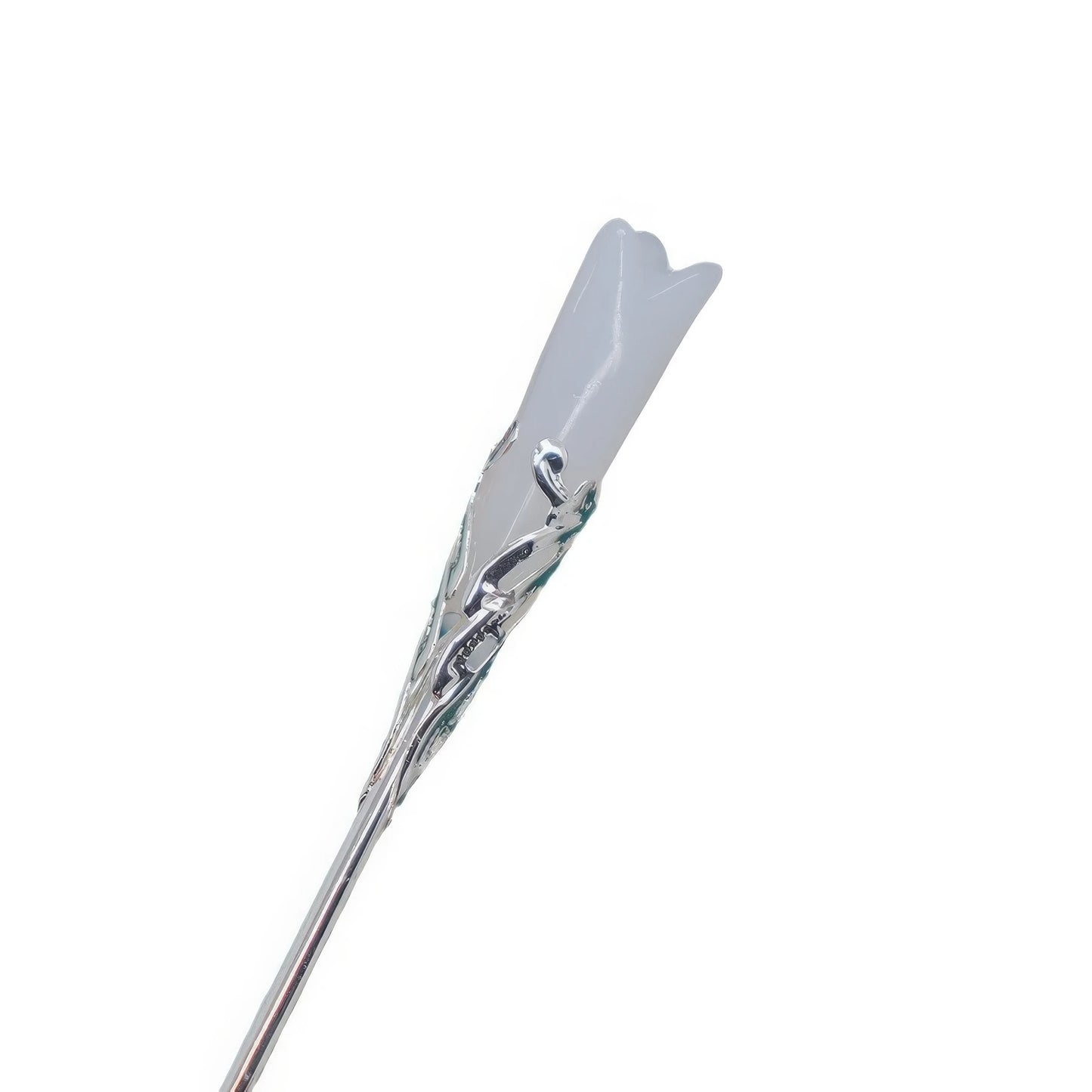 Gray - petal white magnolia hair pin, isolated on white background