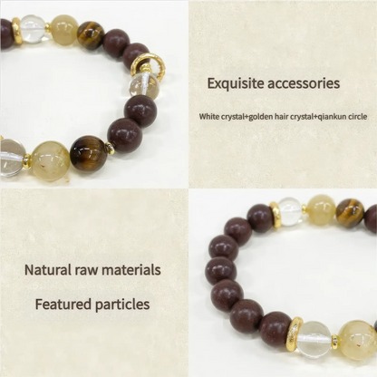 Astragalus formula medicinal incense bead bracelet with text highlighting exquisite accessories, natural raw materials, and featured particles.