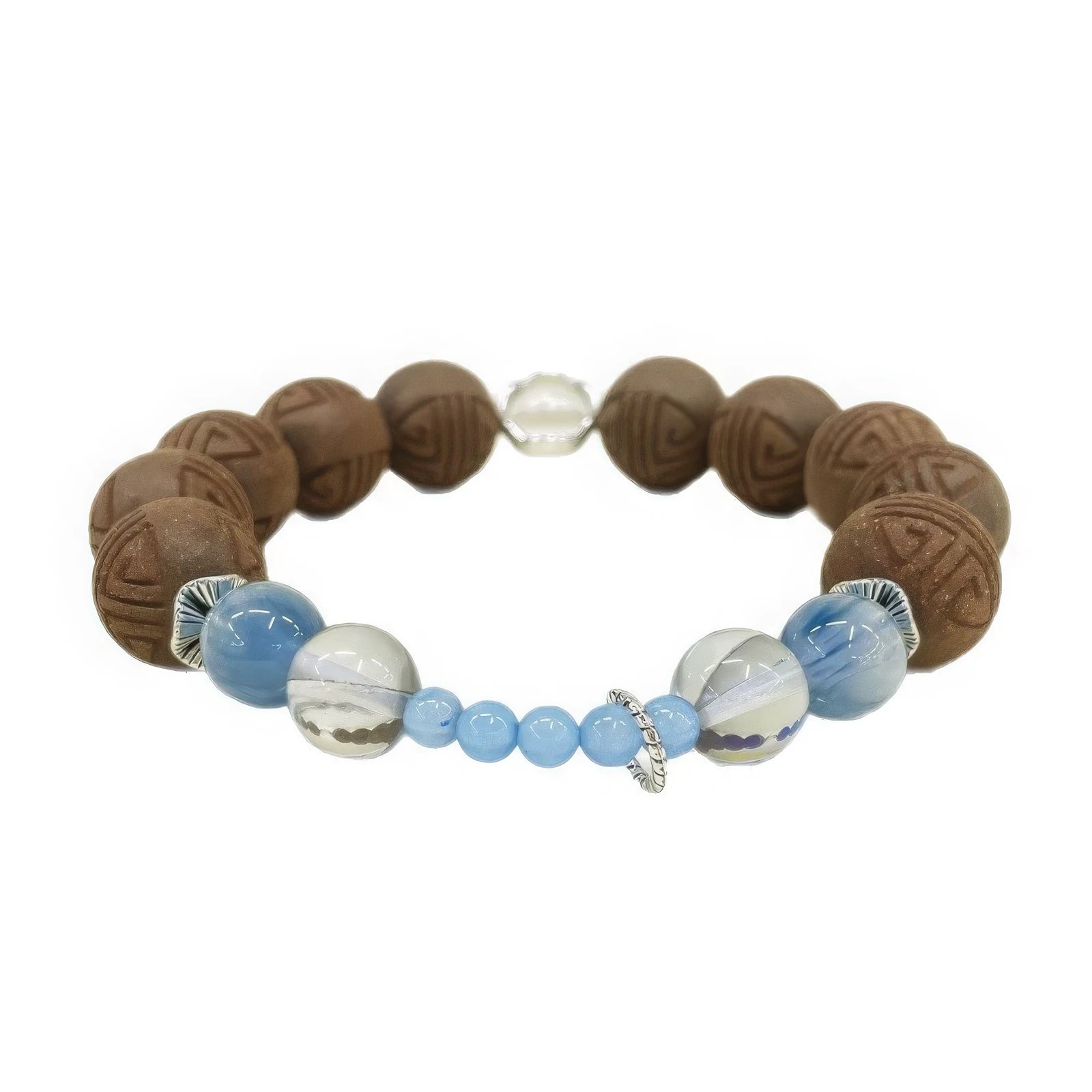 Side view of the codonopsis and lilac bracelet, showcasing the bead arrangement.