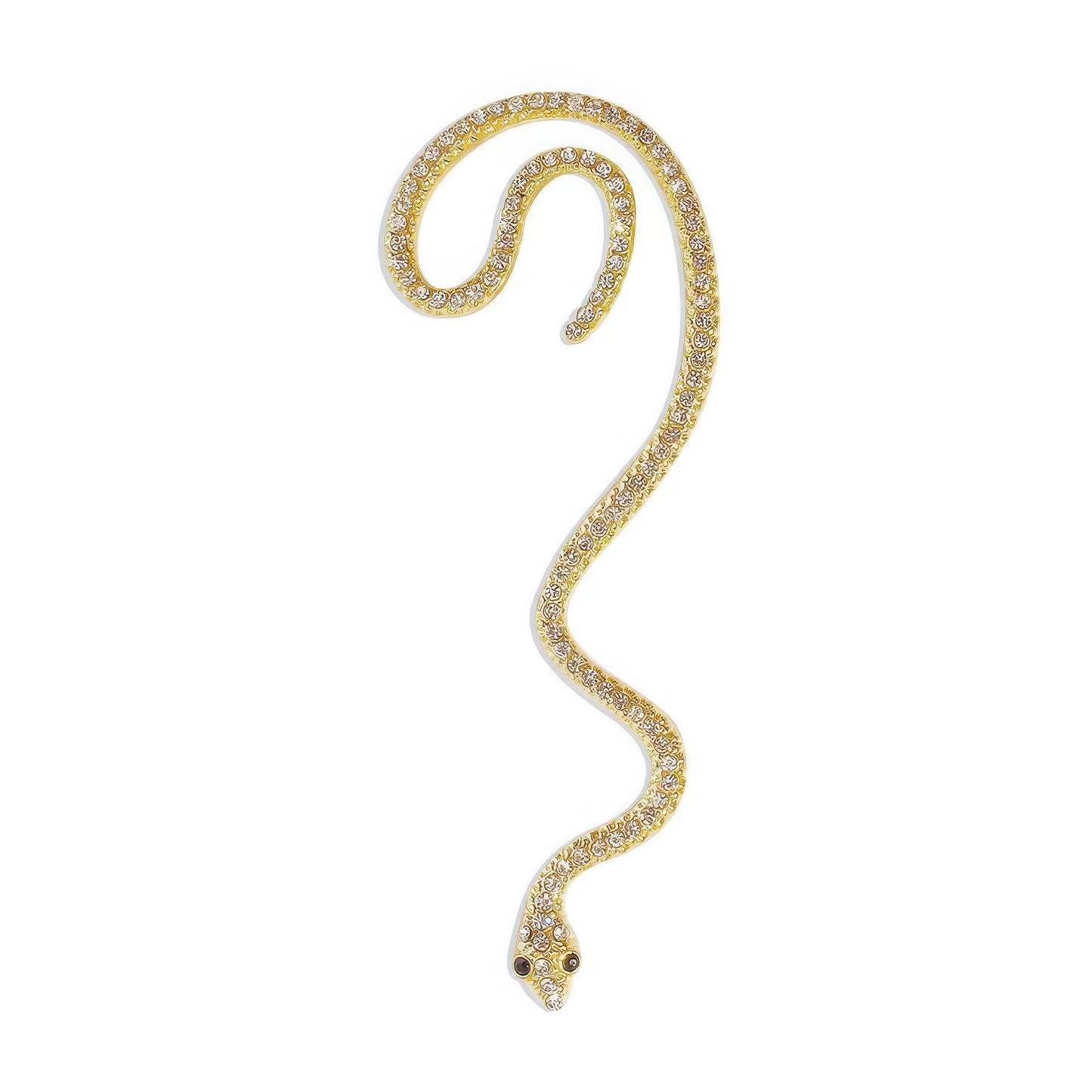 Gold snake - shaped wrapping ear cuff isolated on white background