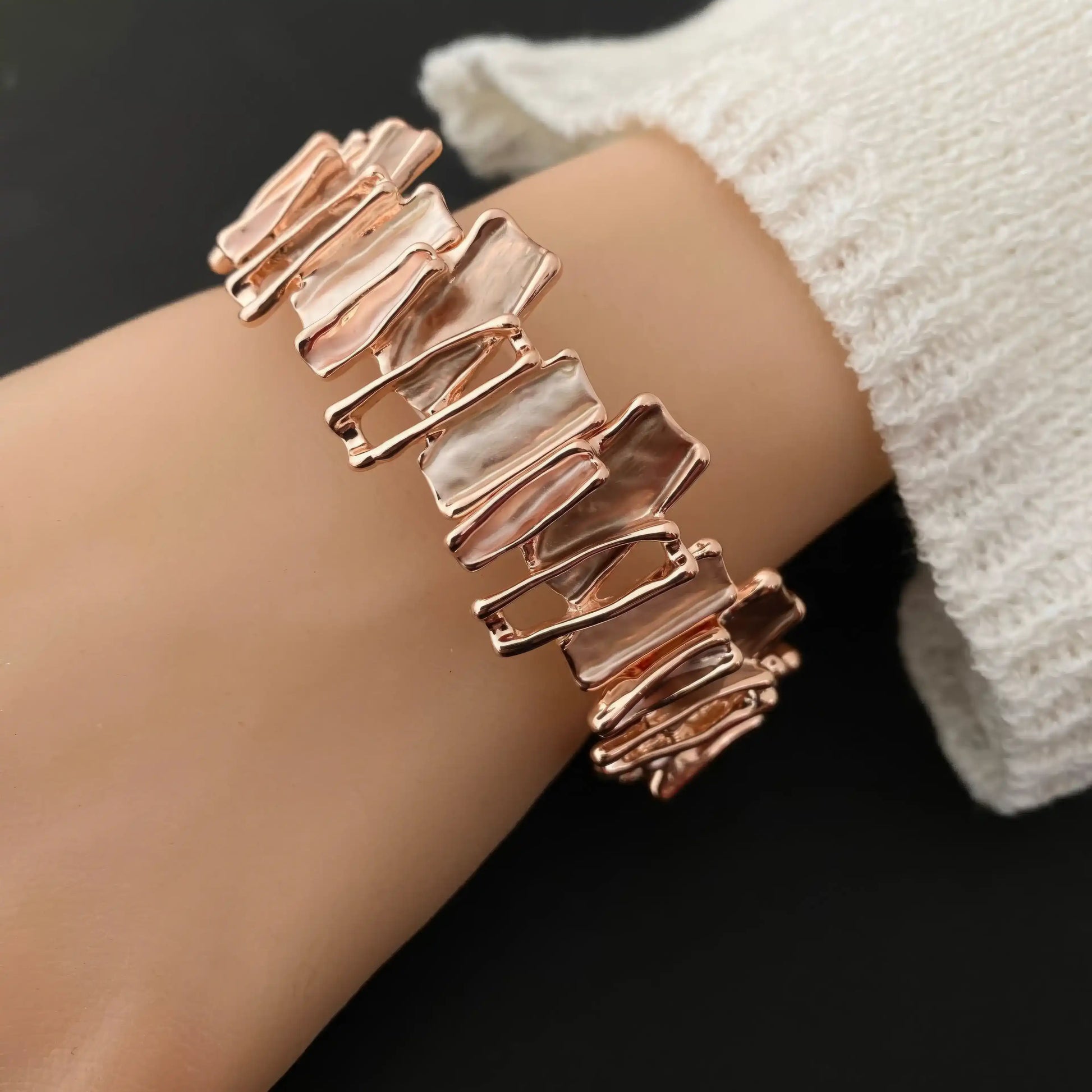  Irregular colorful enamel bracelet worn on wrist, showcasing the multi - colored irregular design.