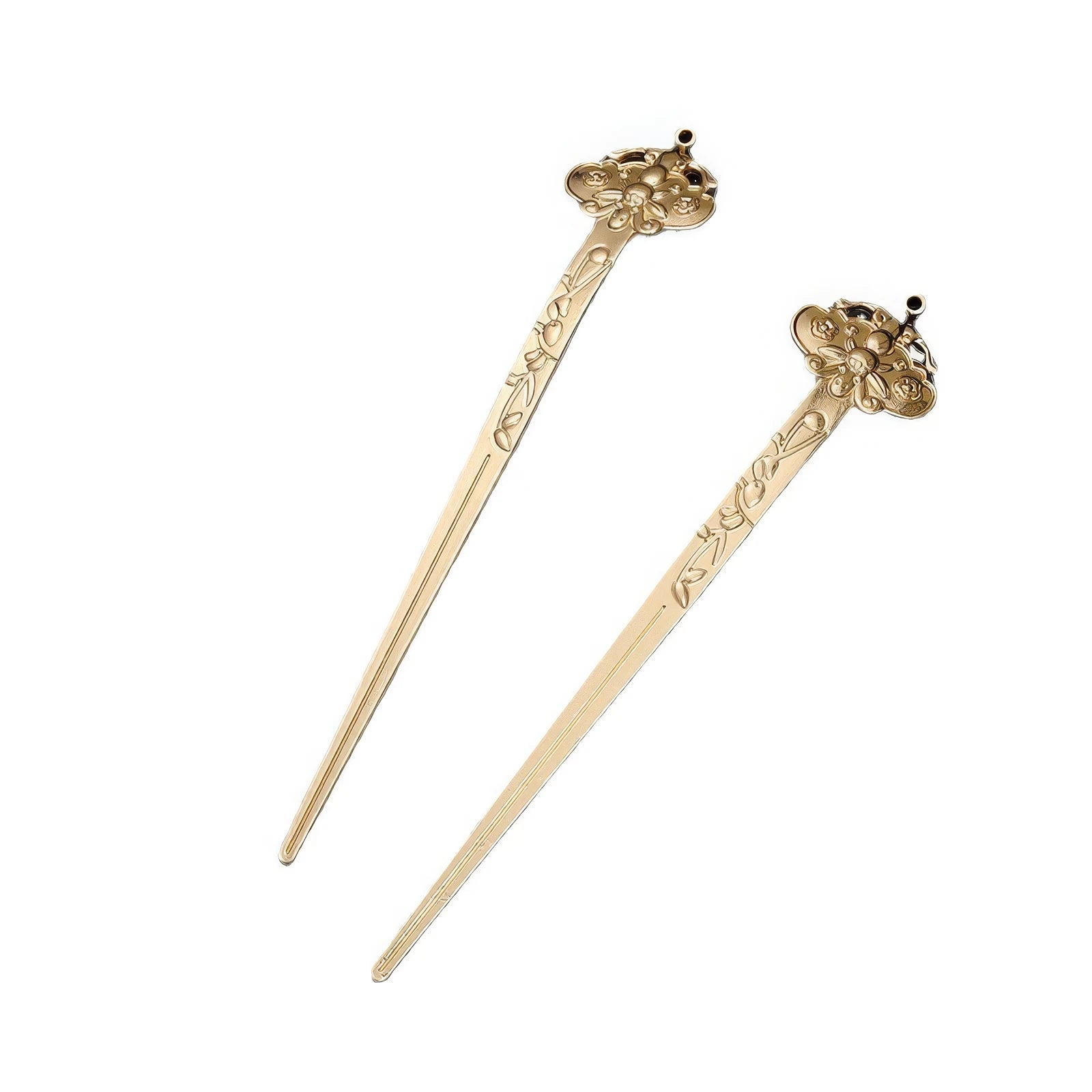 New Chinese - style rhombus - shaped hairpin without tassels isolated on a black background.