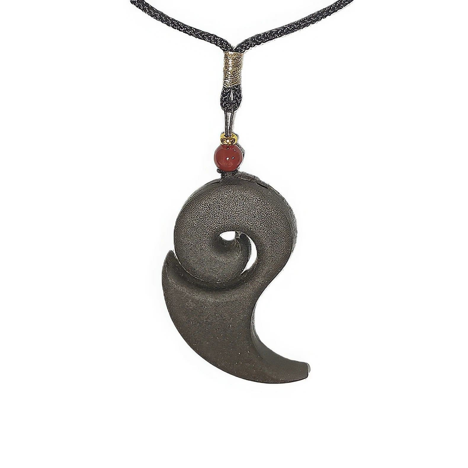  Single - piece dark - colored Nezha's Demon Pill incense pendant on a black cord, with a small red bead attached.
