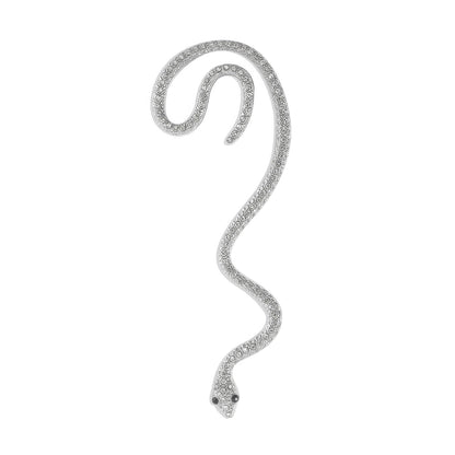 Silver snake - shaped wrapping ear cuff isolated on white background
