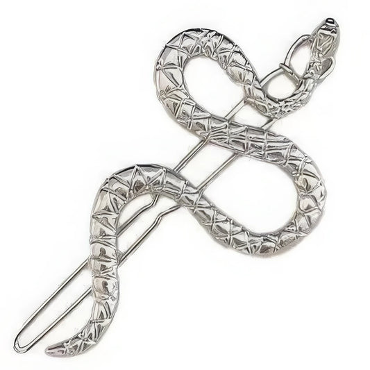 Silver snake hairpin isolated, showcasing detailed snake - like texture.