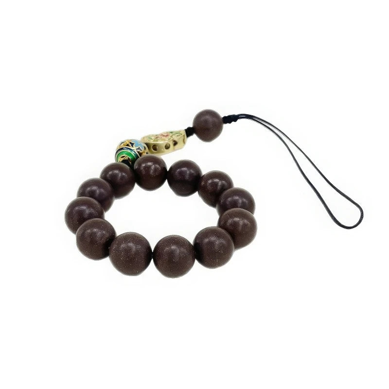  Side view of the wealth - attracting Chinese medicine incense bead bracelet, showcasing the bead and accessory arrangement.