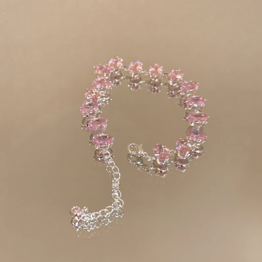 Zircon colorful oval bracelet isolated on a light background.