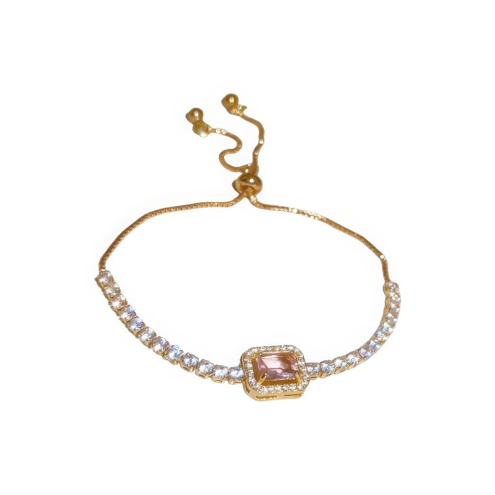 Zircon square diamond sliding bracelet isolated on white background.