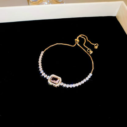 Zircon square diamond sliding bracelet placed in a box with black lining
