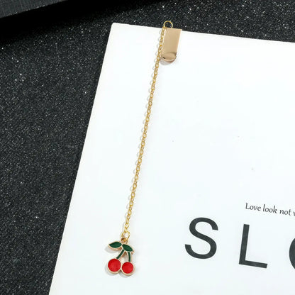 Animal and plant themed bookmark with cherry charm, golden chain, on "SLC" card