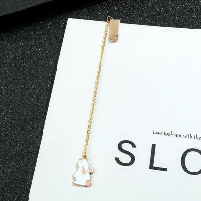 Animal and plant themed bookmark with penguin charm, golden chain, on "SLC" card
