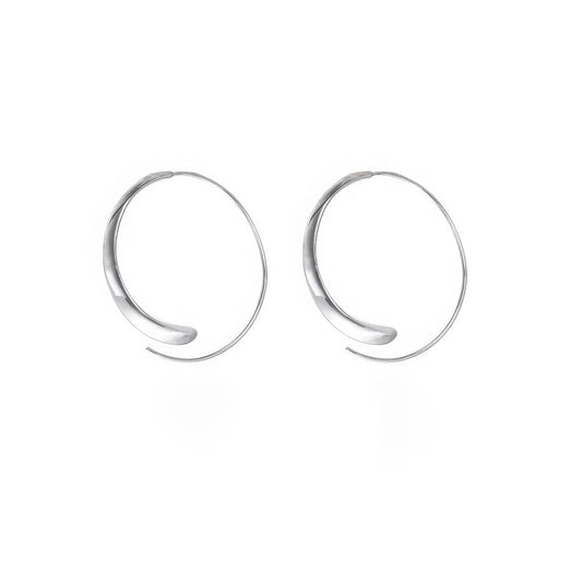 Silver circle hoop earrings, isolated on white background, showcasing sleek design
