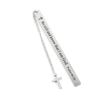 Cross metal bookmark, isolated on white