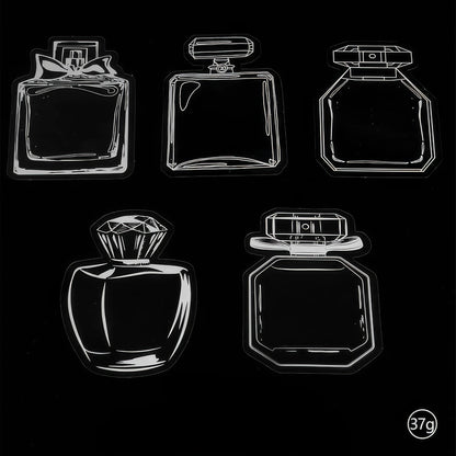 Transparent bookmark with white jar outlines, isolated on black background