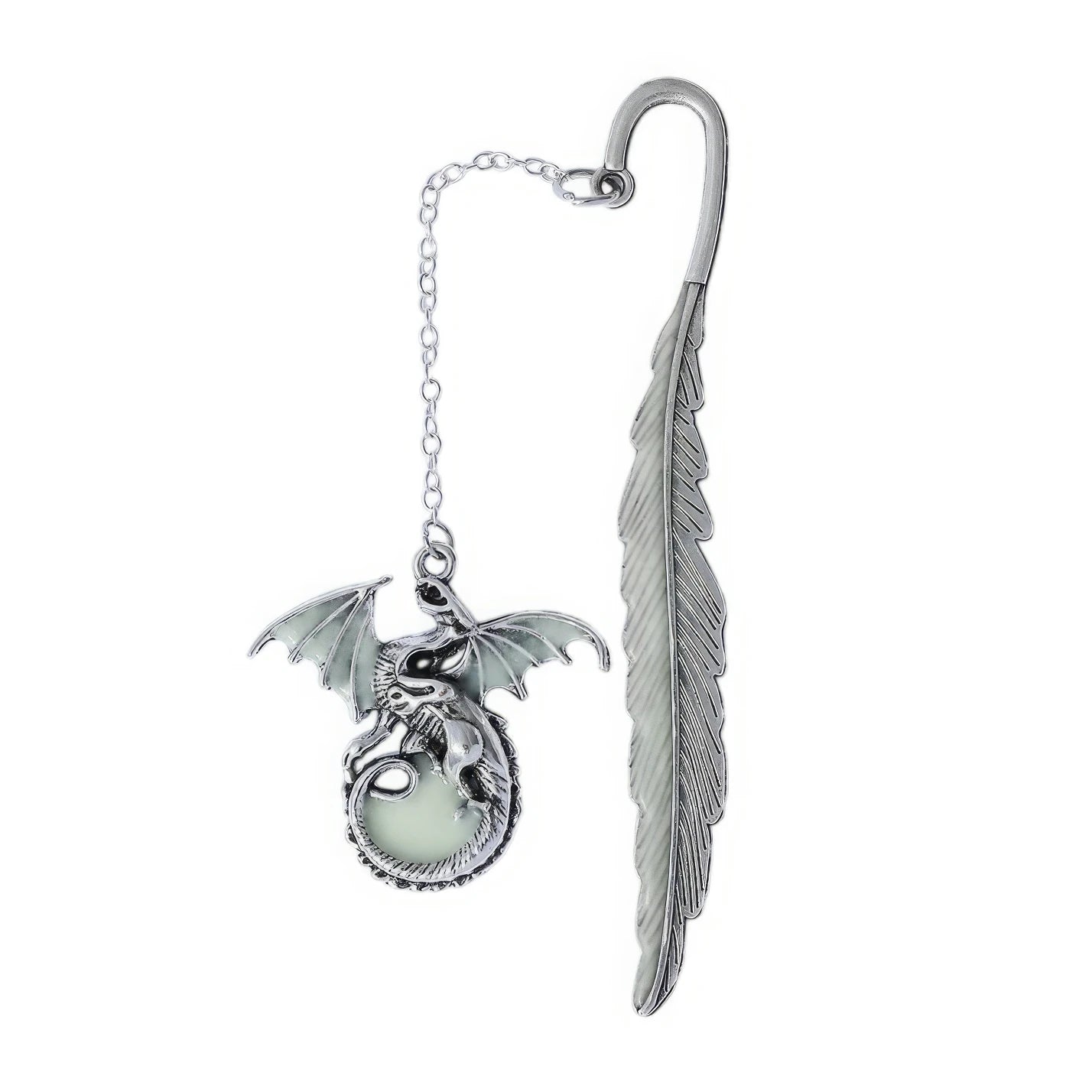 Single feather four - winged dragon glow - in - the - dark bookmark, displayed on white background