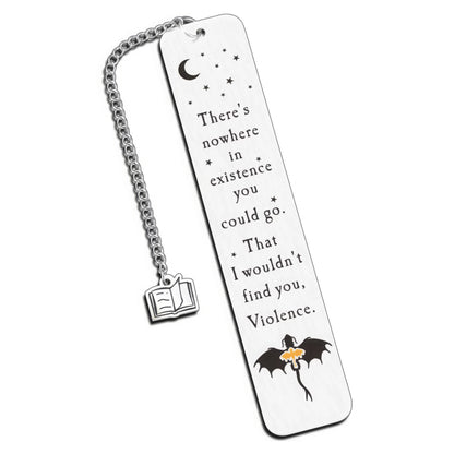 White four - winged dragon metal bookmark with charm, isolated on white