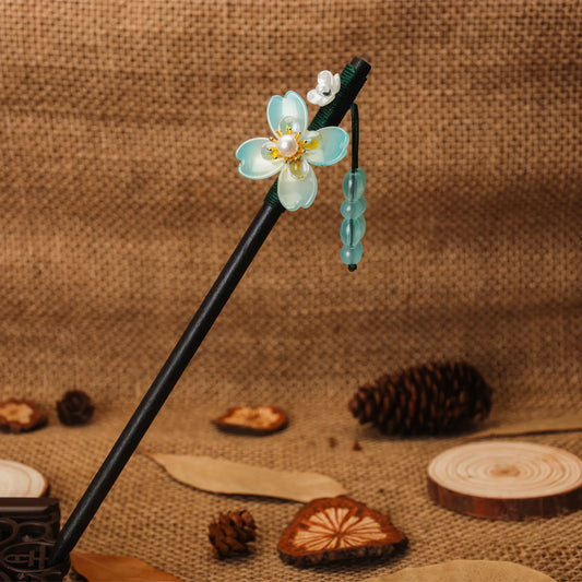 Guanghanqiu hairpin 3 with multi - bead arrangement, linen background