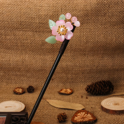 Guanghanqiu hairpin 9 with bead and jade combination, linen background