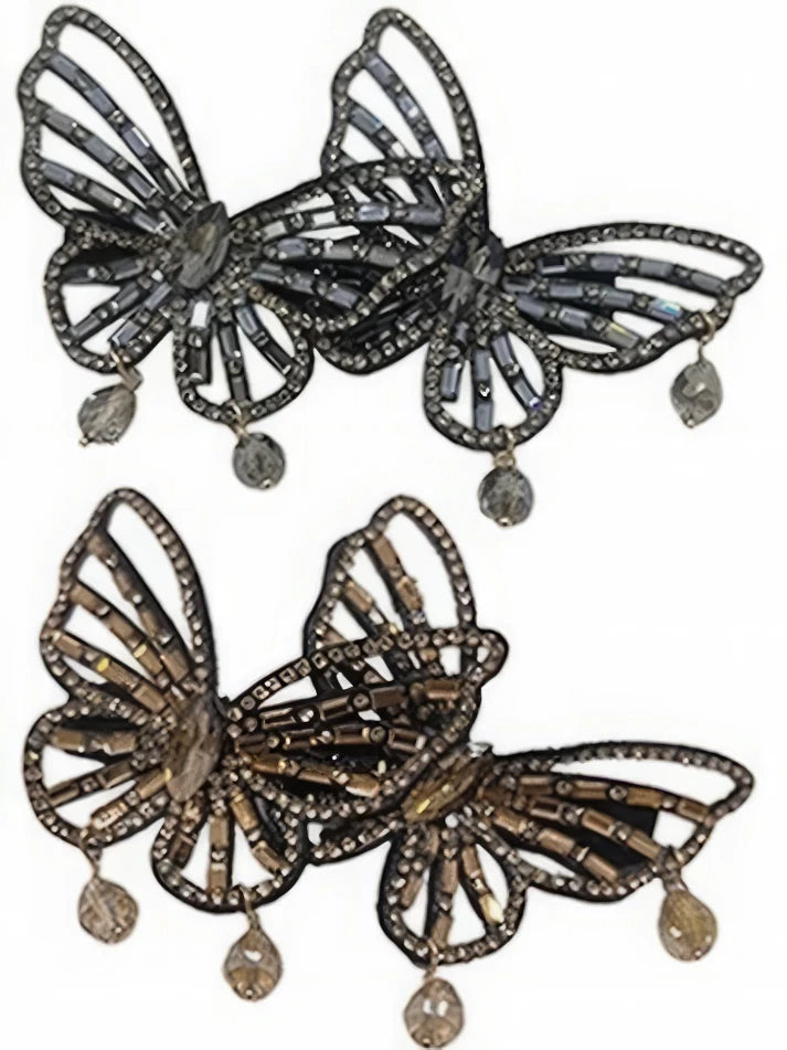 Multiple hollow butterfly hair clips isolated on white background