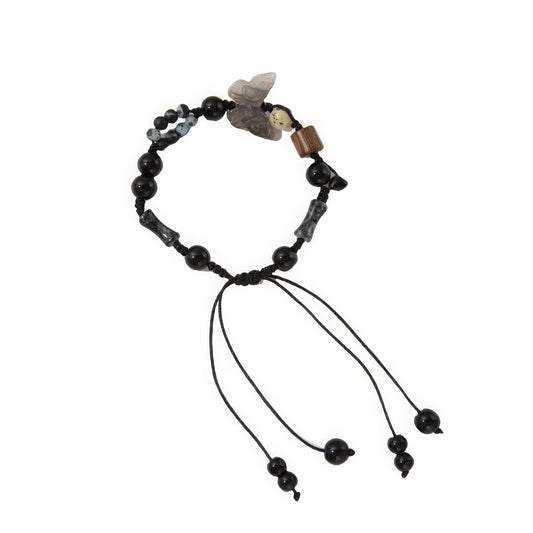 Ink wash butterfly beaded bracelet, isolated on white background