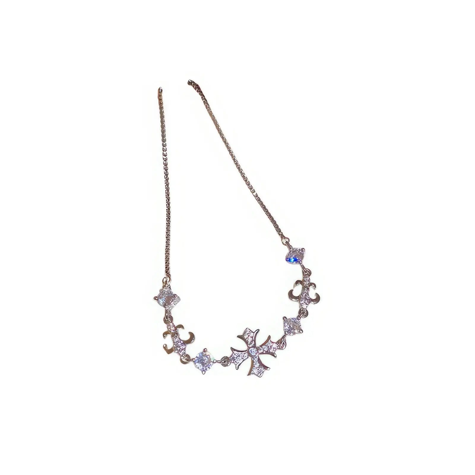 Iris cross bracelet, silver - tone, isolated on white background