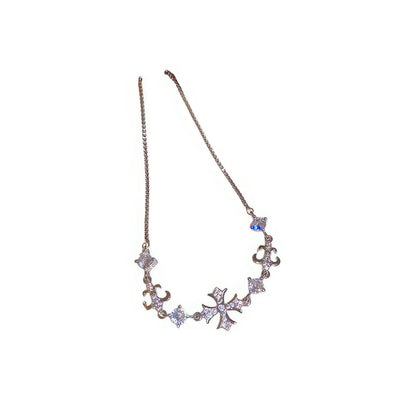 Iris cross bracelet, silver - tone, isolated on white background