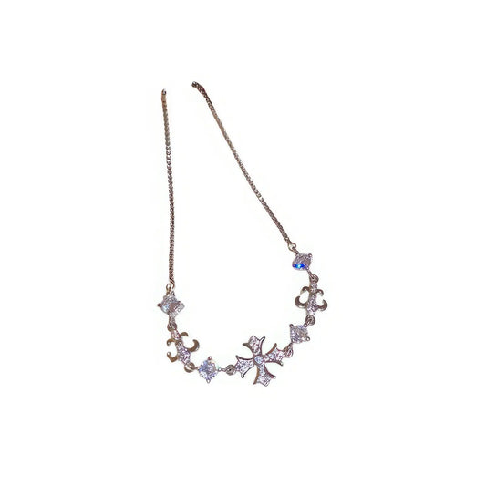 Iris cross bracelet, silver - tone, isolated on white background