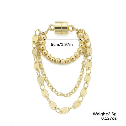 Magnetic pearl tassel ear cuff with gold chain, size 5cm, weight 3.6g, isolated on white