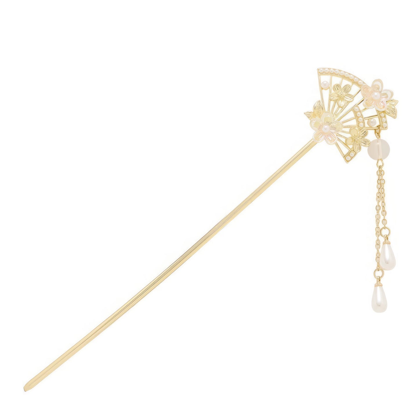 Manzhaocong hairpin with mini fan shape and pearl