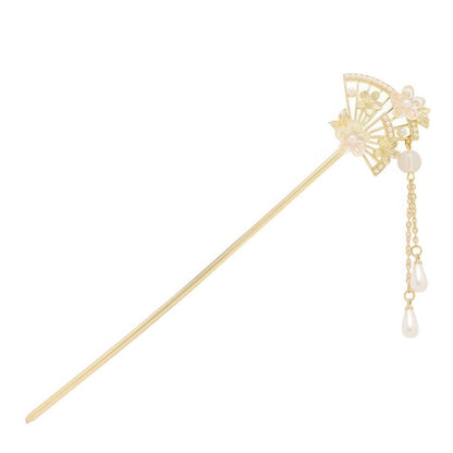 Manzhaocong hairpin with mini fan shape and pearl