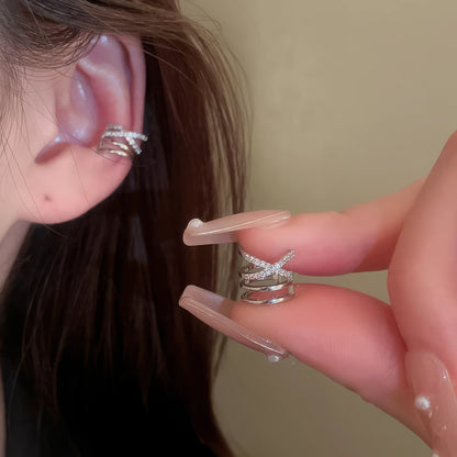 Adjustable multi-layered silver butterfly ear clips for easy wearing