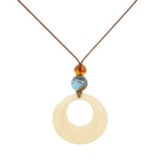 New Chinese style geometric ring pendant, beige color, isolated on white background