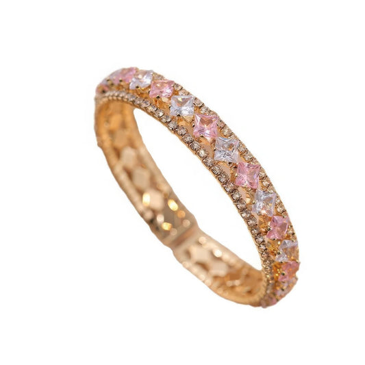 Pink zircon bracelet, isolated on white background