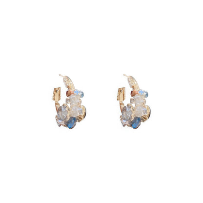 Sea blue champagne wreath earrings, isolated on white background