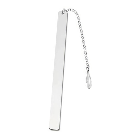 Single stainless steel metal bookmark with small charm, isolated on white
