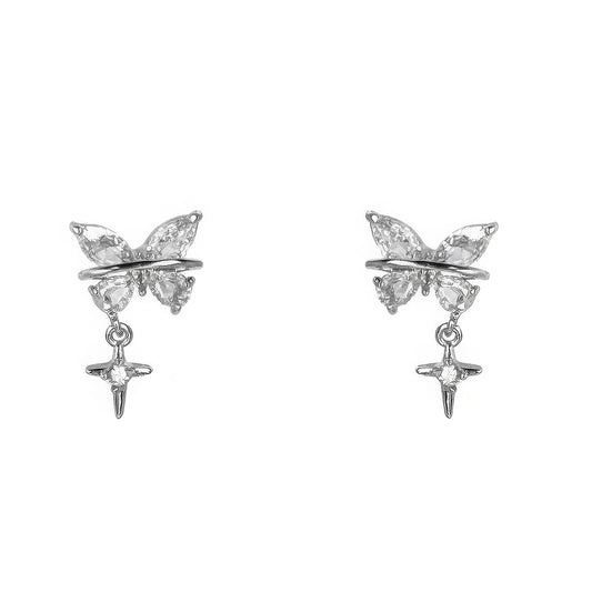 Star butterfly ear clip, isolated on white background, clearly displaying the star and butterfly shape