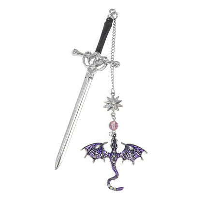 Single sword - dragon bookmark, displayed on white background, detailed design