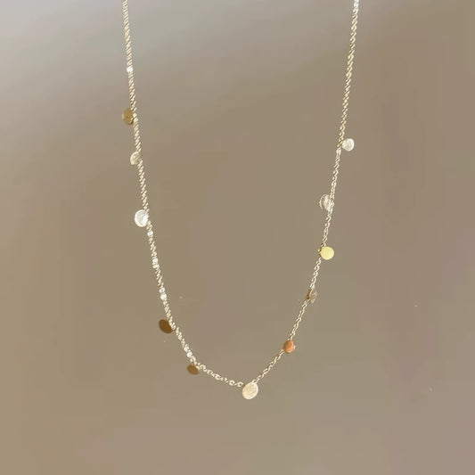 Tiger eye stone beaded layered pendant necklace, isolated on white background, highlighting the delicate chain and pendant