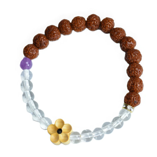 Vajra bodhi bracelet with crystal and flower - shaped accent beads