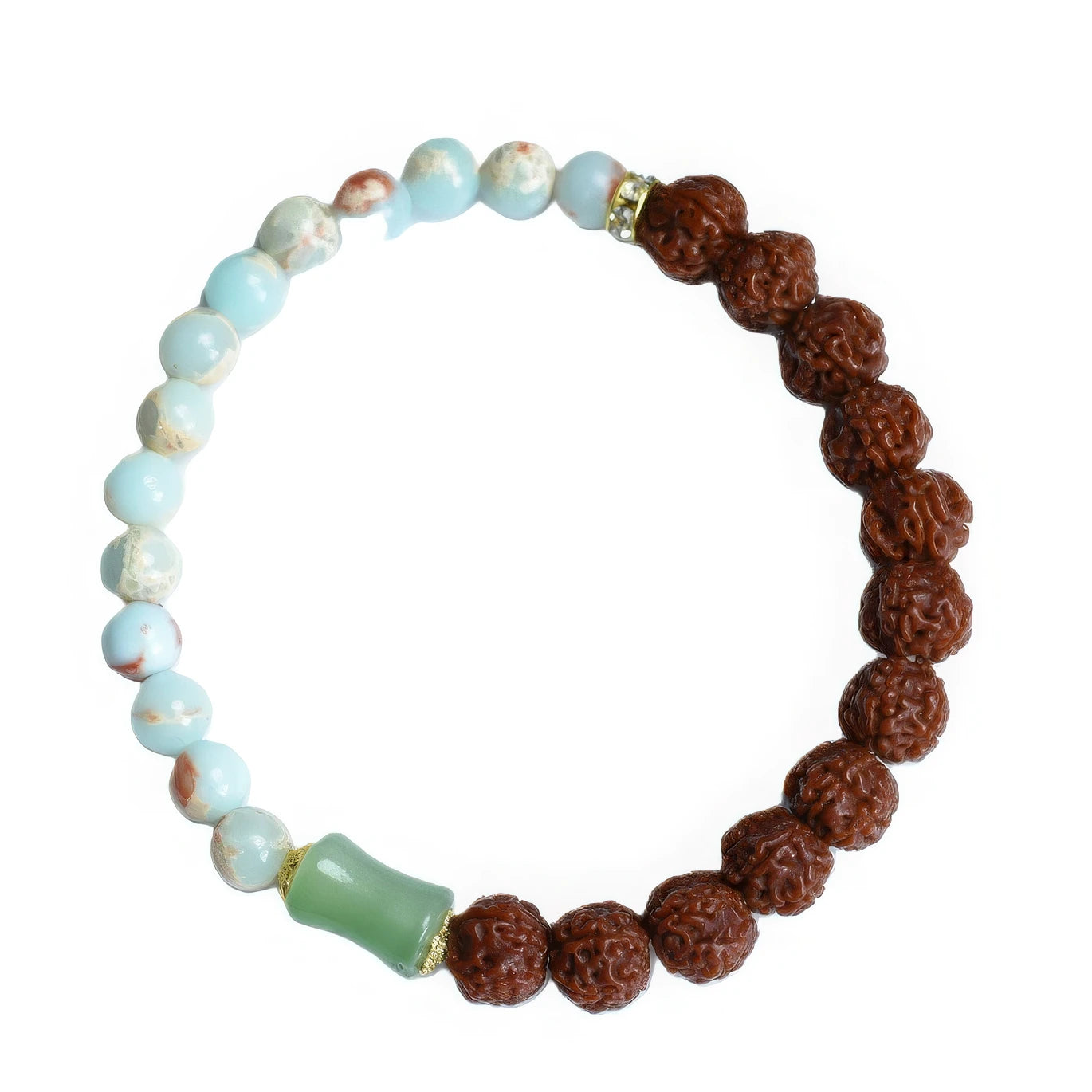 Vajra bodhi bracelet with turquoise and green accent beads
